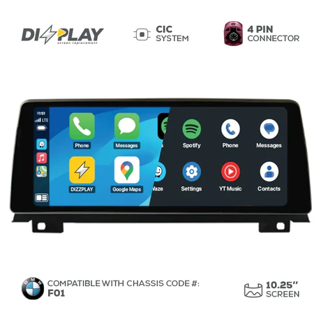 10.25" DIZZPLAY for BMW 7 series (F01) 2009-2012 equipped with the CIC* system. ZZ2