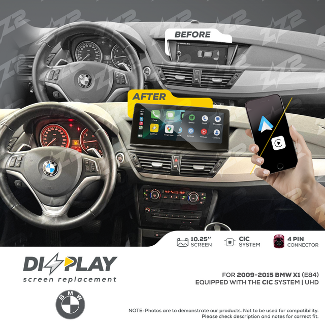 10.25" DIZZPLAY for BMW X1 (E84) 2009-2015 equipped with the CIC* system (with OEM screen). ZZ2
