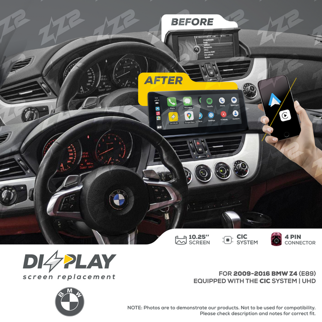 10.25" DIZZPLAY for BMW Z4 (E89) 2009-2016 equipped with the CIC* system. ZZ2