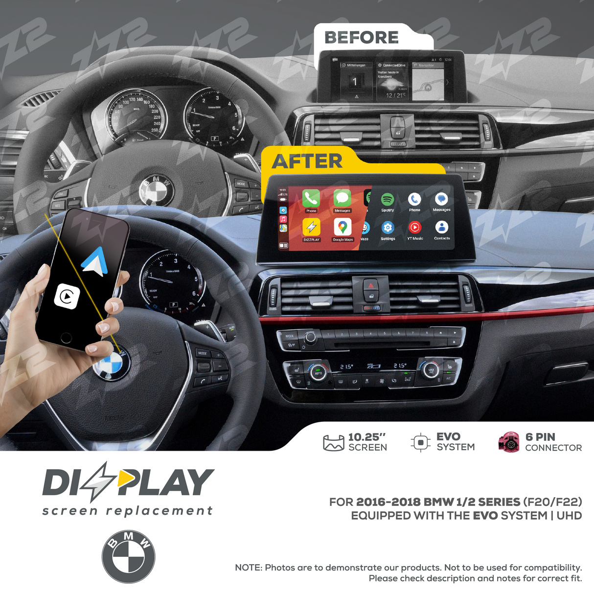 10.25" DIZZPLAY for BMW 1/2 series (F20/F22) 2017-2018 equipped with the EVO system - UHD ZZ2