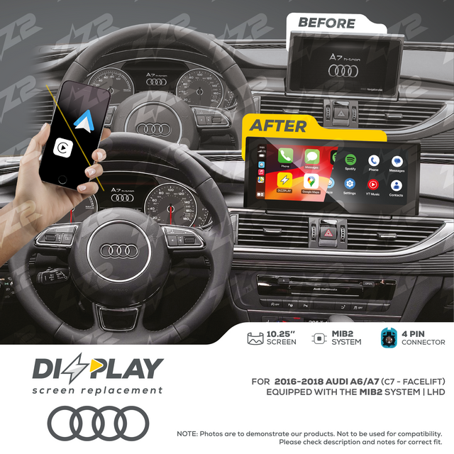 10.25" DIZZPLAY for AUDI A6/A7 (C7 (Facelift)) 2015-2018 equipped with the MIB2 - LHD ZZ2