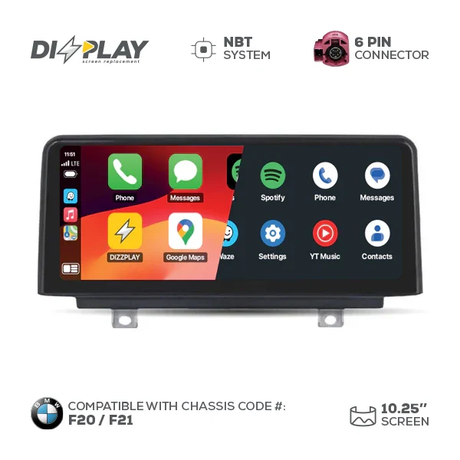 10.25" DIZZPLAY for BMW 1/2 series (F20/F21) 2012-2017 equipped with the NBT* system. ZZ2