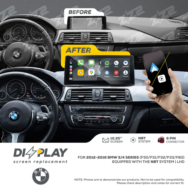 10.25" DIZZPLAY for BMW 3/4 series (F30/F31/F32/F33/F80) 2012*-2016** equipped with the NBT** system. ZZ2