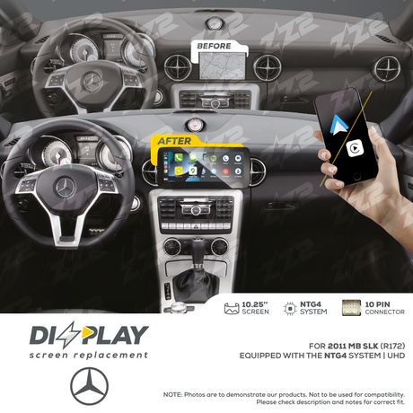 10.25" DIZZPLAY for MB SLK (R172) 2011 equipped with the NTG4 - UHD. ZZ2
