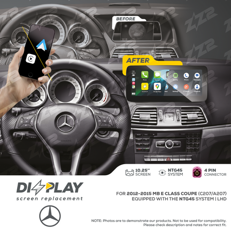 10.25" DIZZPLAY for MB E Class Coupe (C207/A207) 2012-2015 equipped with the NTG45 - LHD. ZZ2