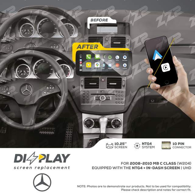 10.25" DIZZPLAY for MB C Class (W246) 2008-2010 equipped with the NTG4 + In-dash screen - UHD. ZZ2
