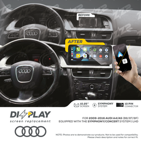10.25" DIZZPLAY for AUDI A4/S4/A5/S5 (B8/8T/8F) 2009-2016 equipped with the Symphony/Concert system - LHD ZZ2