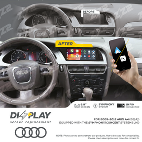 8.9" DIZZPLAY for AUDI A4/S4 (B8[A]) 2009-2012 equipped with the Symphony/Concert system - LHD ZZ2