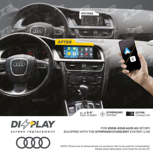 8.9" DIZZPLAY for AUDI A5/S5 (8T/8F) 2008-2016 equipped with the Symphony/Concert system - LHD ZZ2