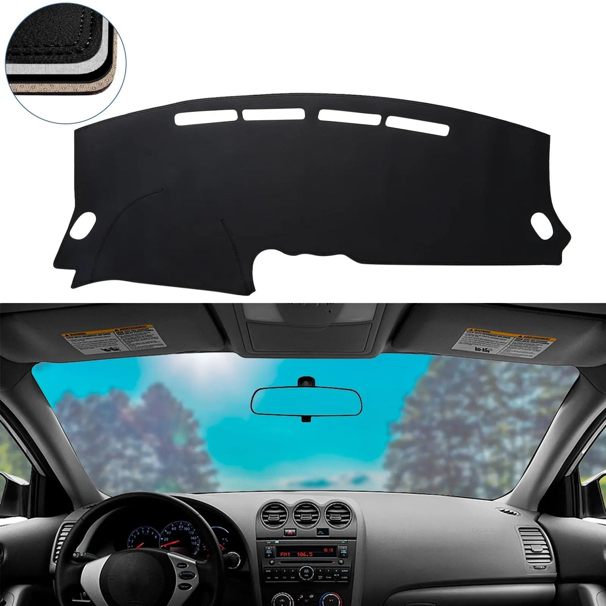 Dash Cover Mat for 2007-2012 Nissan Altima (Leather) Flashark
