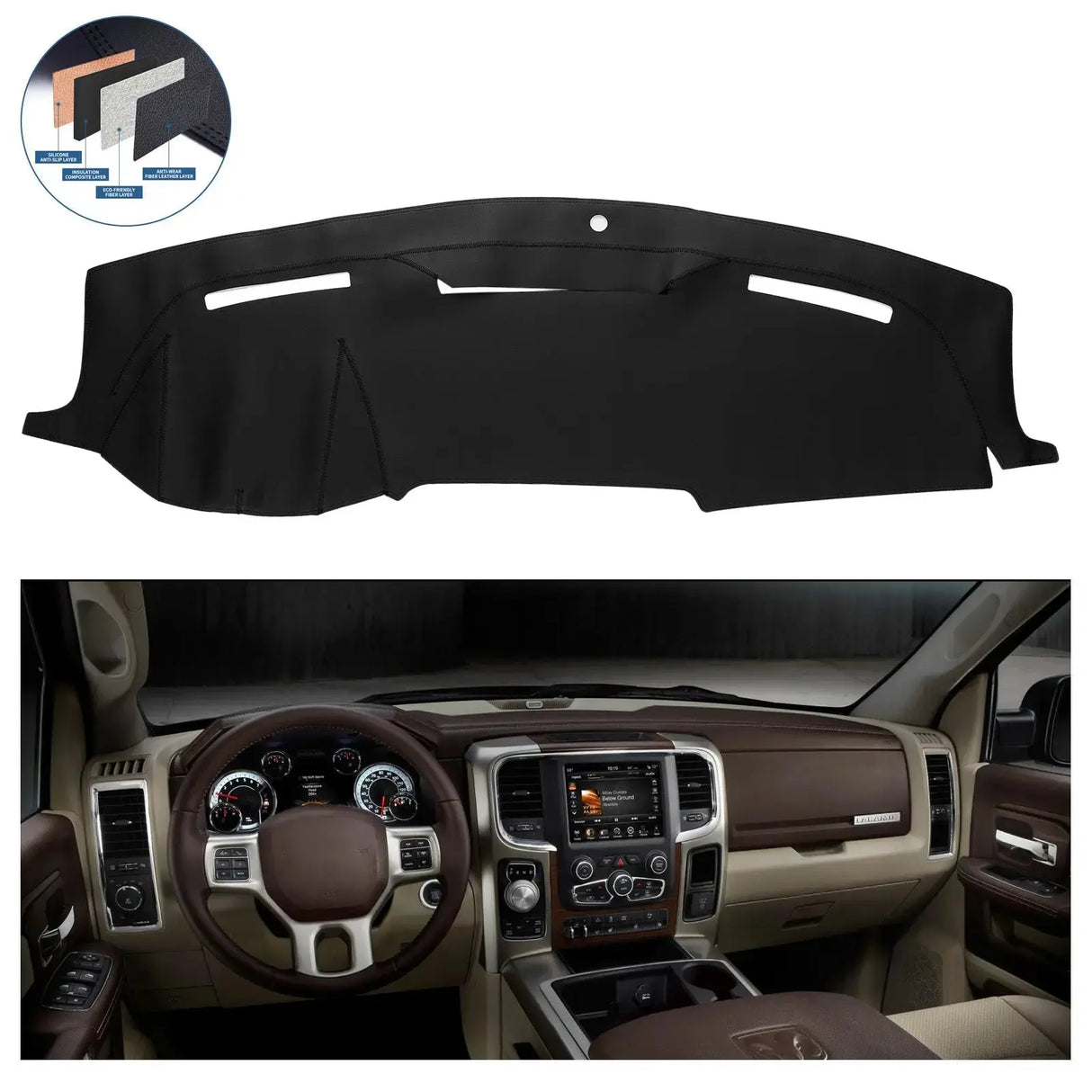 Dash Cover Mat for 2010-2014 Dodge Ram 1500 2500 3500