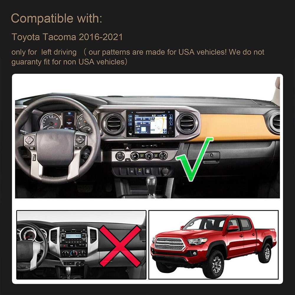 Dash Cover Mat for 2016-2021 Toyota Tacoma (Suede)