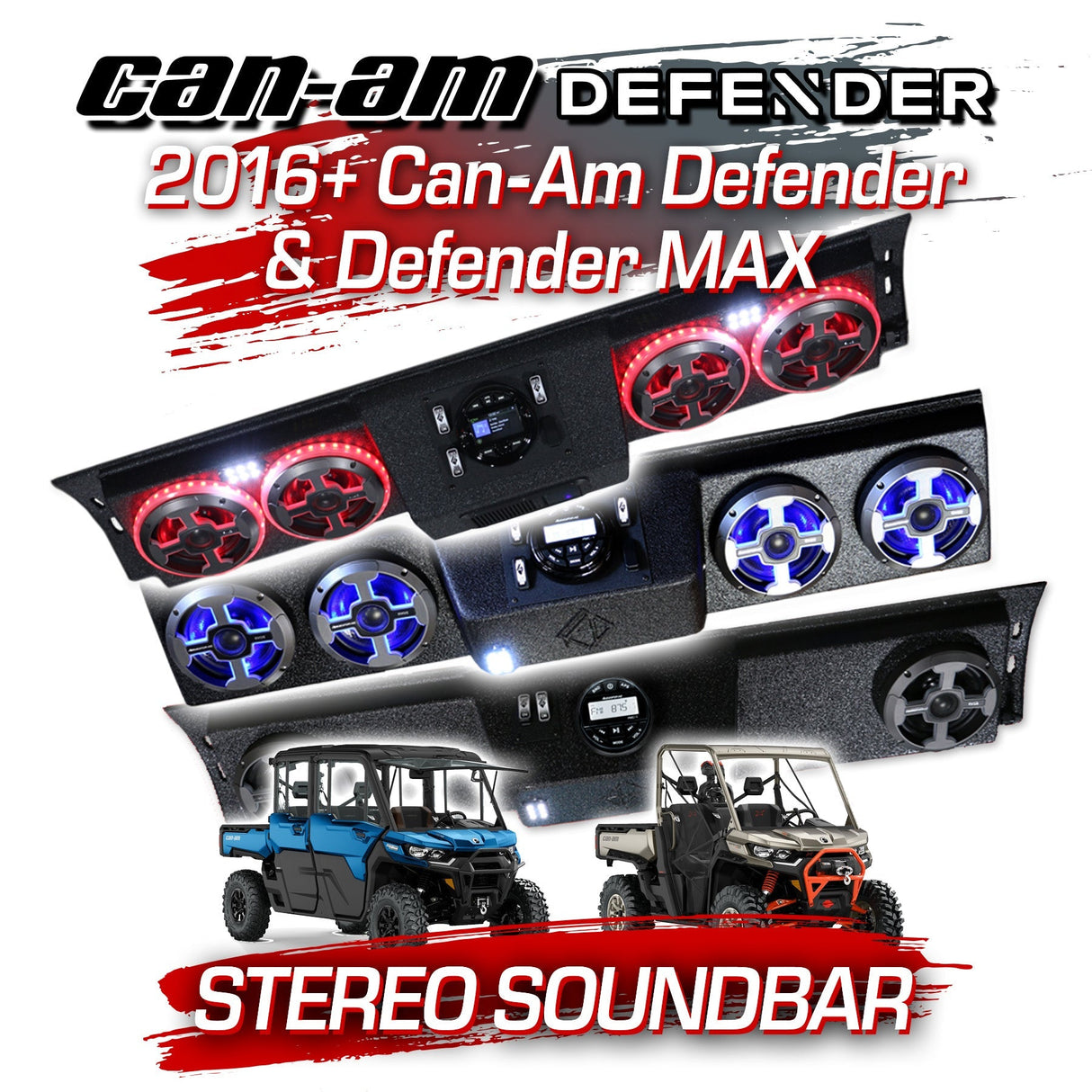 2016+ Can-Am Defender & Defender MAX Stereo Soundbar (HD7-HD10) Can-Am