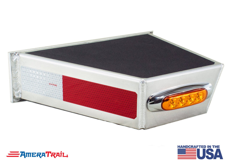 Deluxe Front PORT Side Channel Trailer Step, Secures Fender, Includes Non-Skid Reflective Tape, and Led Light