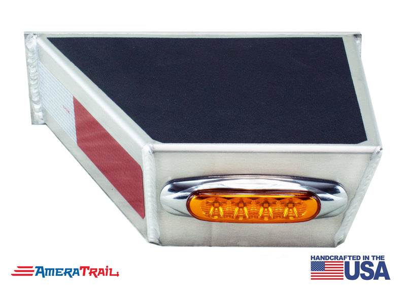 Deluxe Front PORT Side Channel Trailer Step, Secures Fender, Includes Non-Skid Reflective Tape, and Led Light