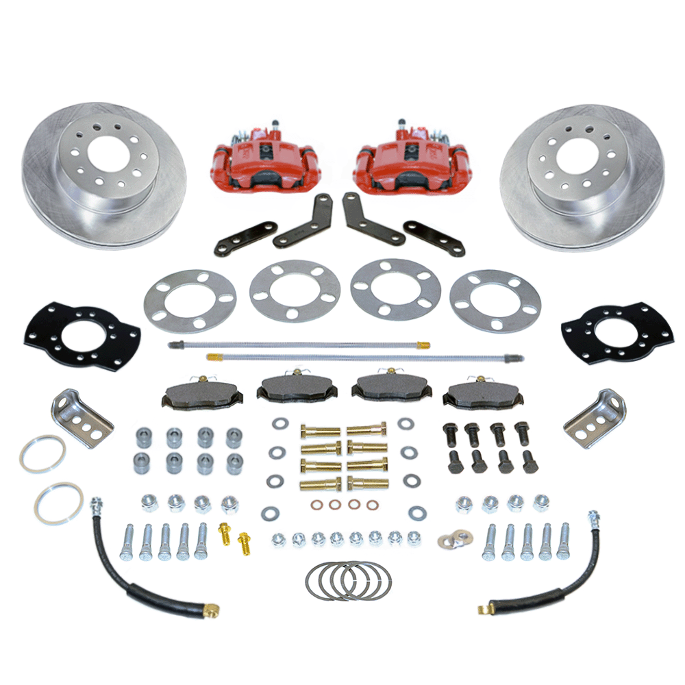 New Direct Fit Rear Drum to Disc Brake Conversion Kit W/Rotors. Red A111-2R