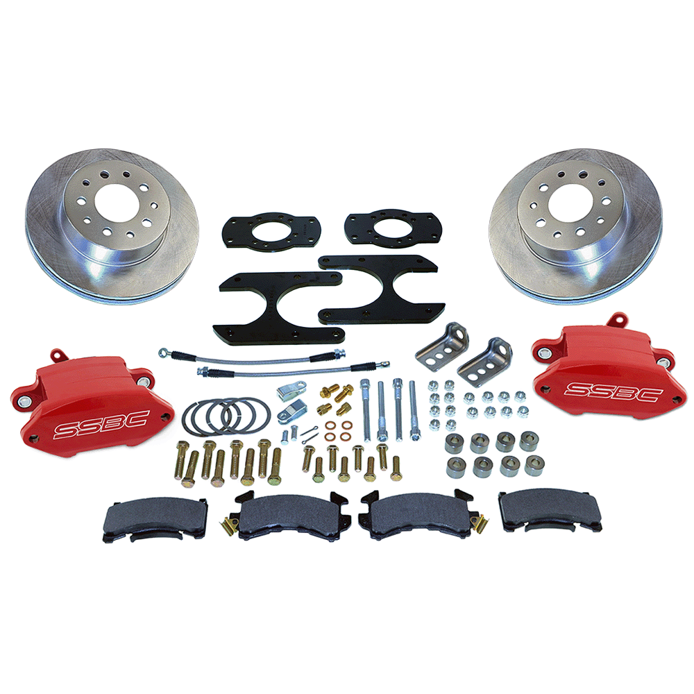 American Made Sport R1 Billet Aluminum Rear Drum to Disc Brake Conversion Kit W/Rotors. Red A125-26R