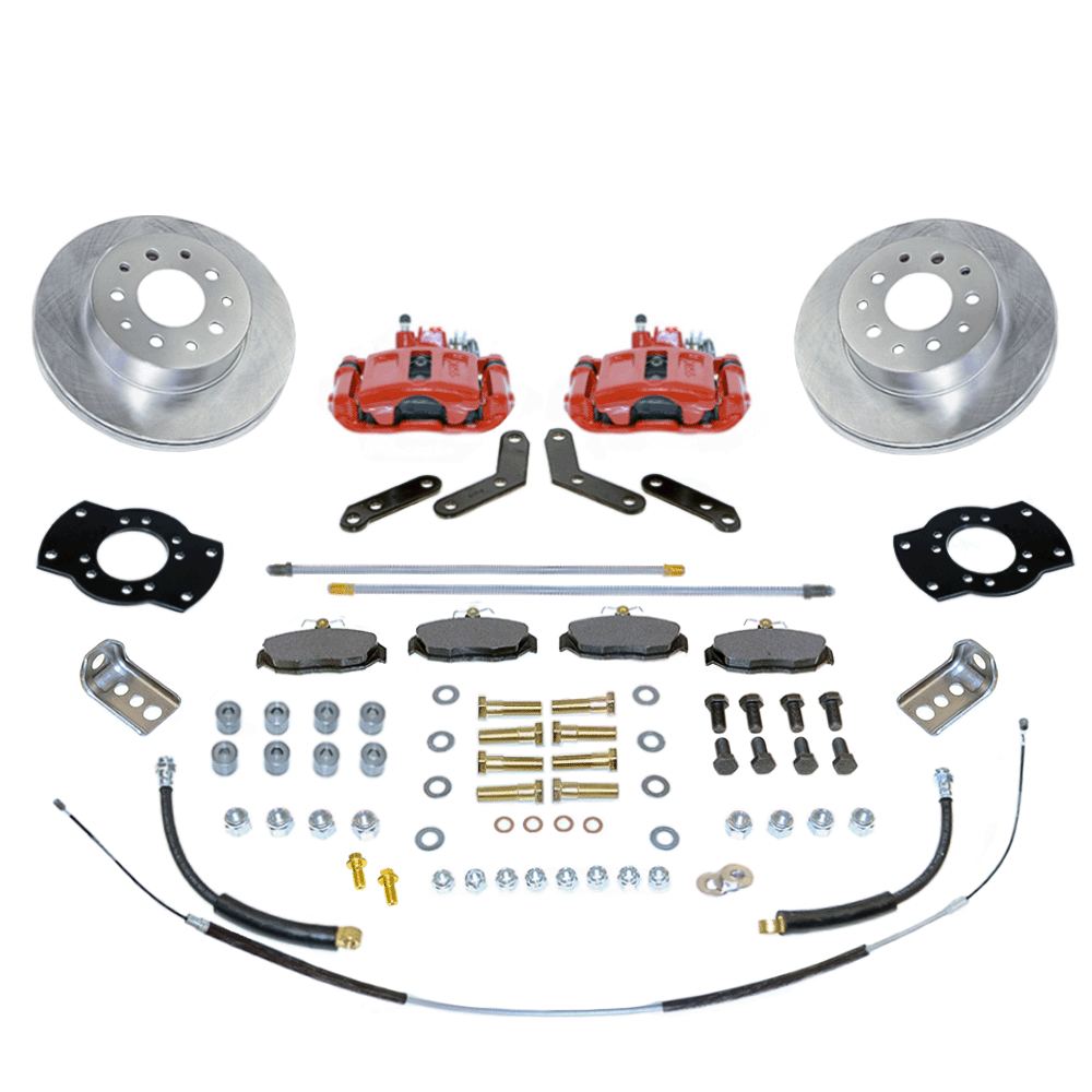New Direct Fit Rear Drum to Disc Brake Conversion Kit W/Rotors. Red A125R