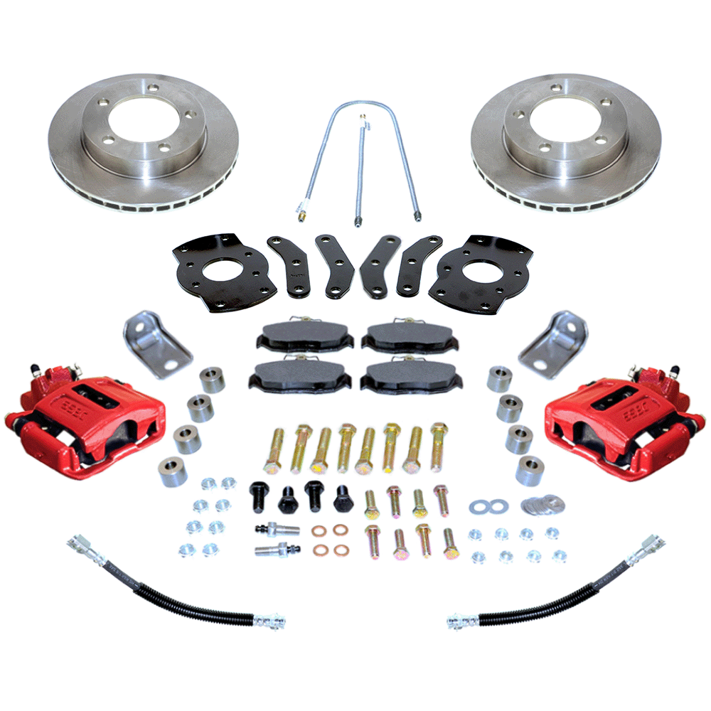 New Direct Fit Rear Drum to Disc Brake Conversion Kit W/Rotors. Red A130-2R