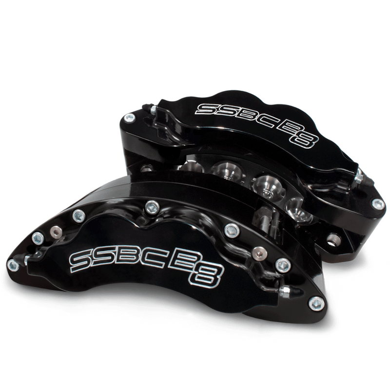 American Made B8-Barbarian 8 Piston Direct Fit Front Caliper Upgrade Kit. Black A404-22BLK