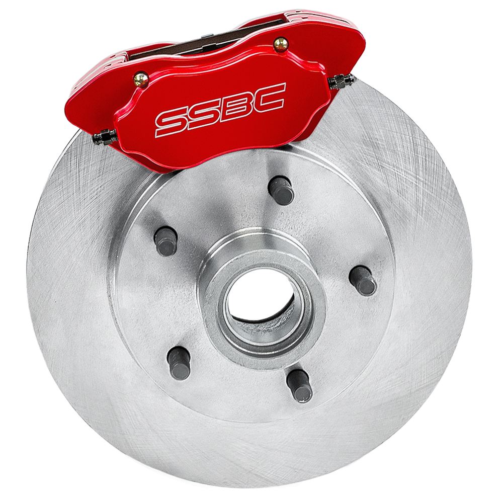 American Made Comp S 4-Piston Billet Aluminum Front Disc Brake Kit W/DS Rotors Red. W123-24R