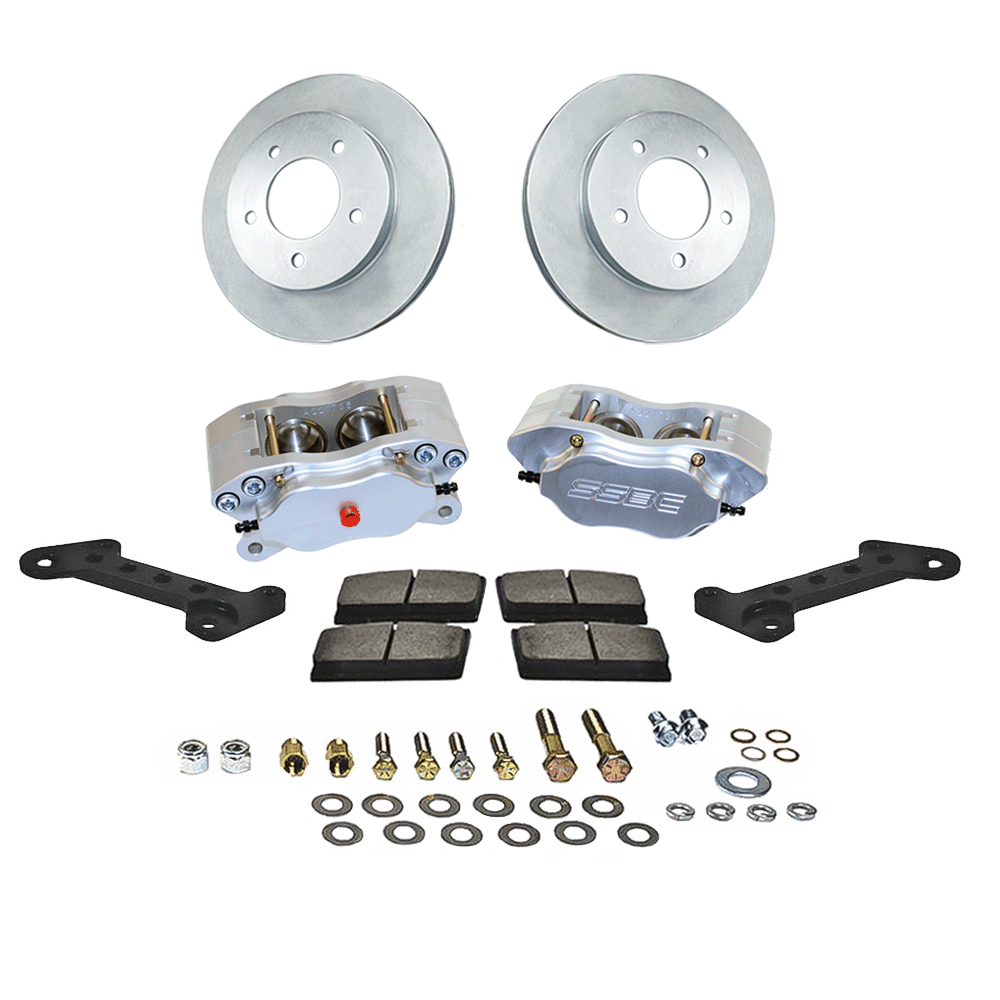 American Made Comp S 4-Piston Billet Aluminum Front Disc Brake Kit W/DS Rotors. Clear W123-24