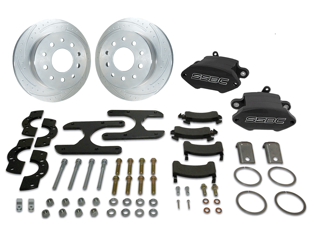 American Made Sport R1 Billet Aluminum Rear Drum to Disc Brake Conversion Kit W/Rotors. Black A111-20BK