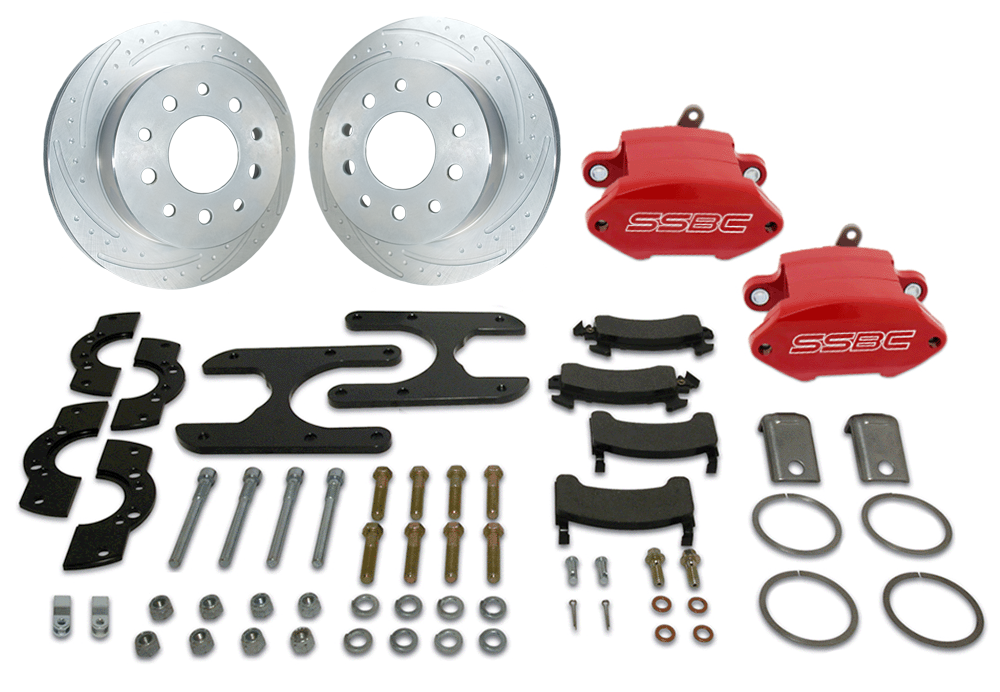 American Made Sport R1 Billet Aluminum Rear Drum to Disc Brake Conversion Kit W/Rotors. Red A111-20R