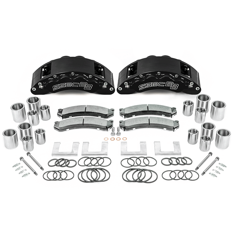 American Made B8-Barbarian 8 Piston Billet Aluminum Direct Fit Rear Disc Brake Kit W/DS Rotors. Black A404-31BLK-DS