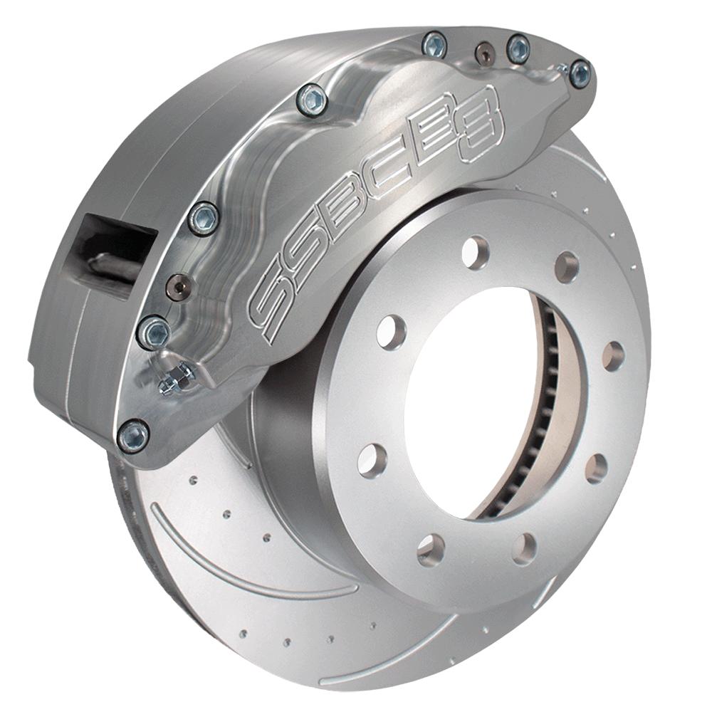 American Made B8-Barbarian 8 Piston Direct Fit Front Caliper Disc Brake Kit W/DS Rotors. Clear A404-30A-DS