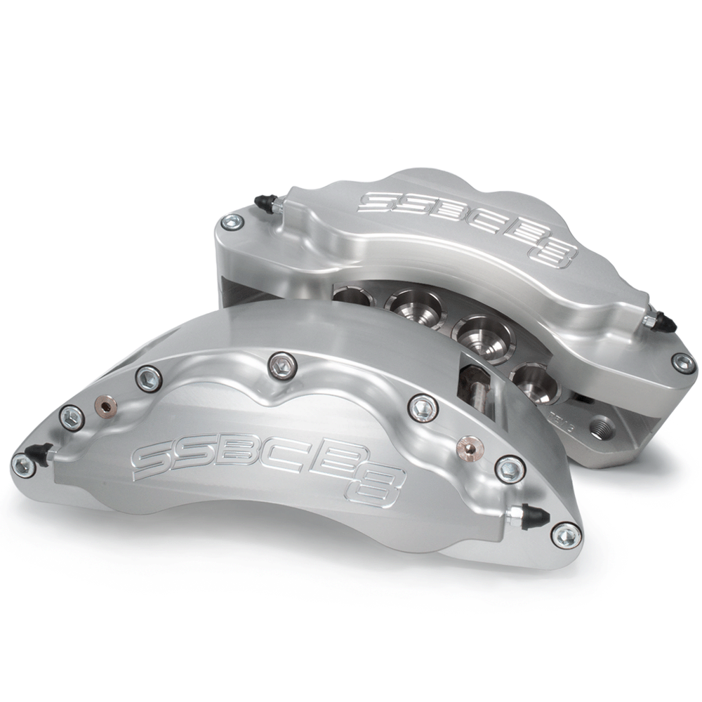 American Made B8-Barbarian 8 Piston Direct Fit Front Caliper Disc Brake Kit W/DS Rotors. Clear A404-30A-DS