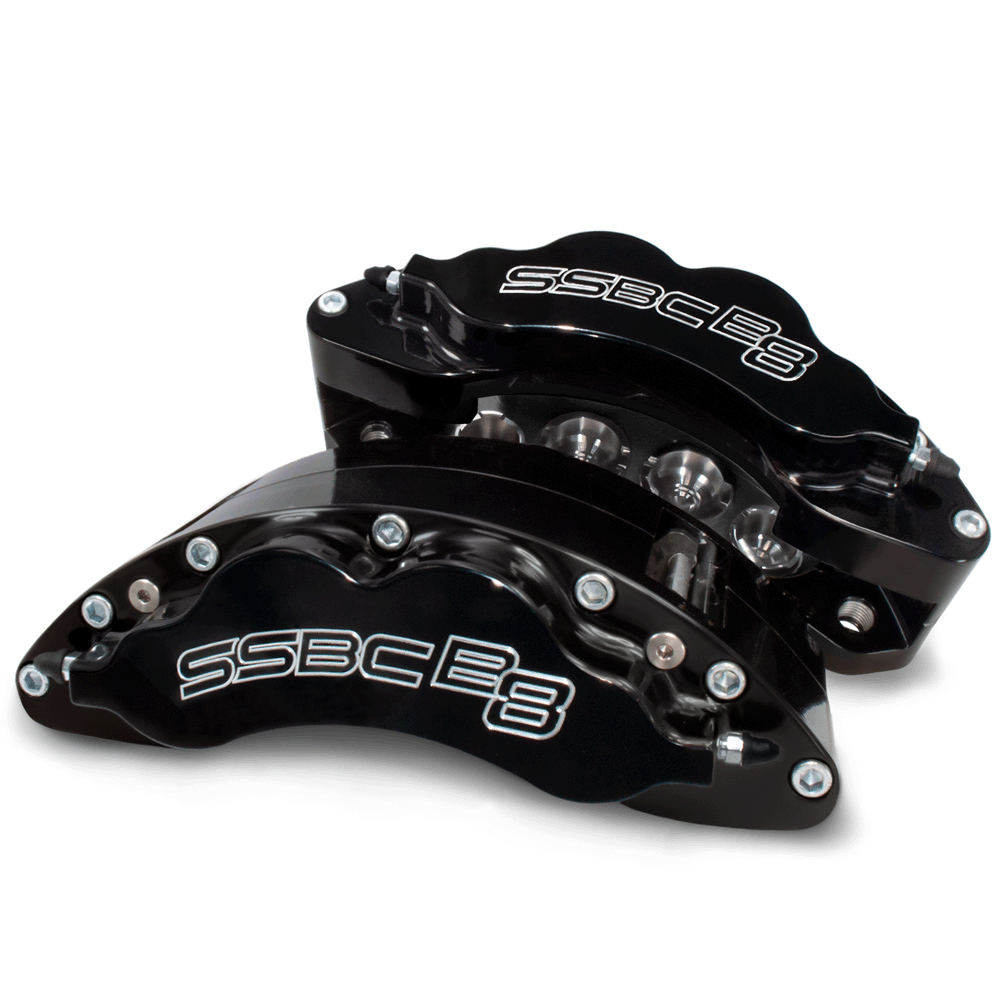 American Made B8-Barbarian 8 Piston Direct Fit Front Caliper Disc Brake Kit W/DS Rotors. Black A404-30BLK-DS