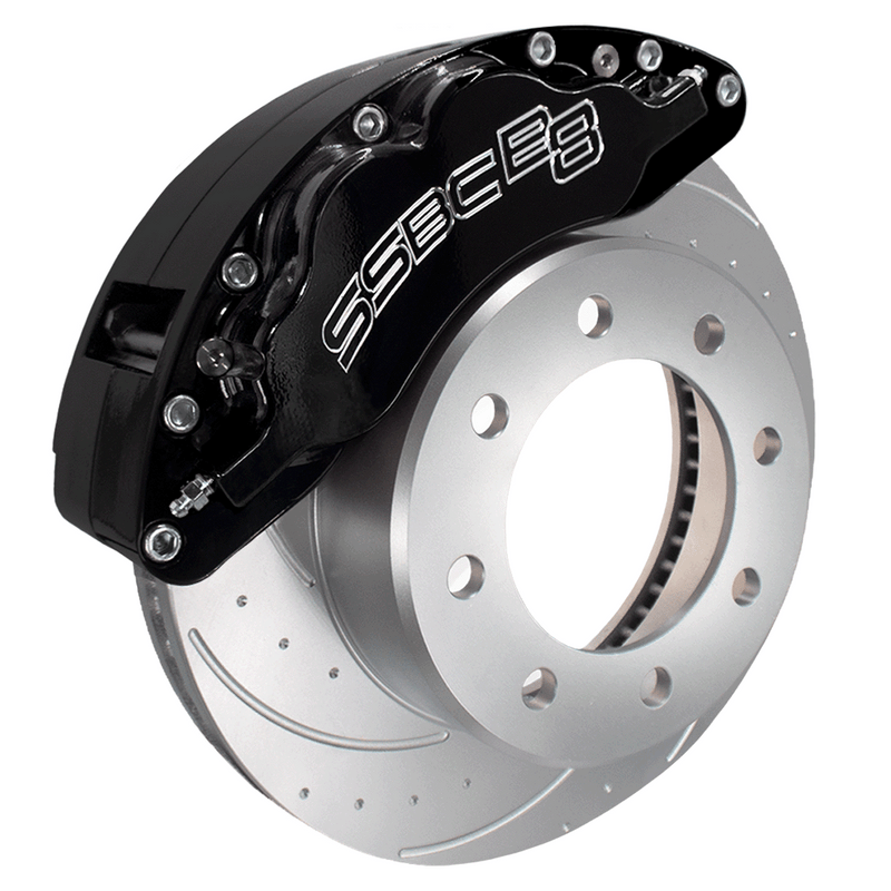 American Made B8-Barbarian 8 Piston Billet Aluminum Direct Fit Rear Disc Brake Kit W/DS Rotors. Black A404-31BLK-DS