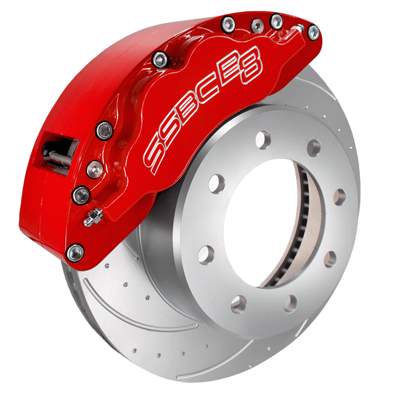 American Made B8-Barbarian 8 Piston Billet Aluminum Direct Fit Rear Disc Brake Kit W/DS Rotors. Red A404-31R-DS