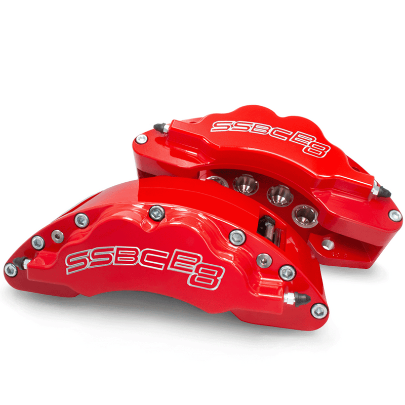 American Made B8-Barbarian 8 Piston Billet Aluminum Direct Fit Rear Disc Brake Kit W/DS Rotors. Red A404-31R-DS