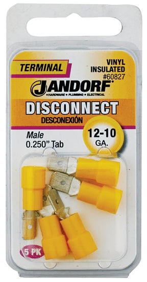 Disconnect Terminal, 12 to 10 AWG Wire, Vinyl Insulation, Copper Contact, Yellow #60822 Jandorf