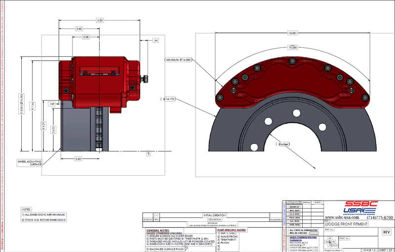 American Made B8-Barbarian 8 Piston Billet Aluminum  Direct Fit Front Caliper Disc Brake Kit W/DS Rotors. Red A404-10R-DS