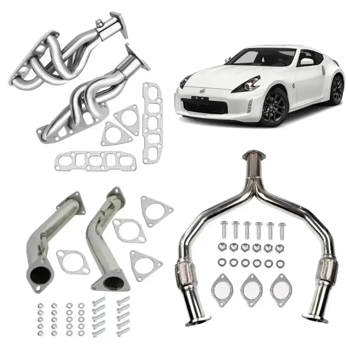 Y Pipe Downpipe Exhaust for 2008-2016 Nissan 370Z Z34 / Infiniti G37 V36 VQ37VHR 3.7L Flashark