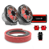 8" Loaded Flat Mount Speaker Pods with Amplifier, Installation Kit and RGB LED Lights, Package for Can-Am Spyder & Ryker DS18