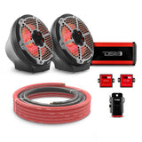 8" Loaded Flat Mount Speaker Pods with Amplifier, Installation Kit and RGB LED Lights, Package for Can-Am Spyder & Ryker DS18