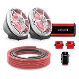 8" Loaded Flat Mount Speaker Pods with Amplifier, Installation Kit and RGB LED Lights, Package for Can-Am Spyder & Ryker DS18