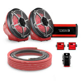8" Loaded Flat Mount Speaker Pods with Amplifier, Installation Kit and RGB LED Lights, Package for Can-Am Spyder & Ryker DS18