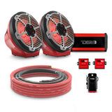 8" Loaded Flat Mount Speaker Pods with Amplifier, Installation Kit and RGB LED Lights, Package for Can-Am Spyder & Ryker DS18