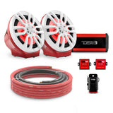 8" Loaded Flat Mount Speaker Pods with Amplifier, Installation Kit and RGB LED Lights, Package for Can-Am Spyder & Ryker DS18