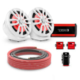 8" Loaded Flat Mount Speaker Pods with Amplifier, Installation Kit and RGB LED Lights, Package for Can-Am Spyder & Ryker DS18