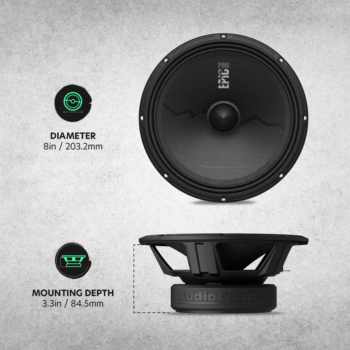 AudioControl EPICPRO8X 8" Midrange Speakers (Pair) AudioControl