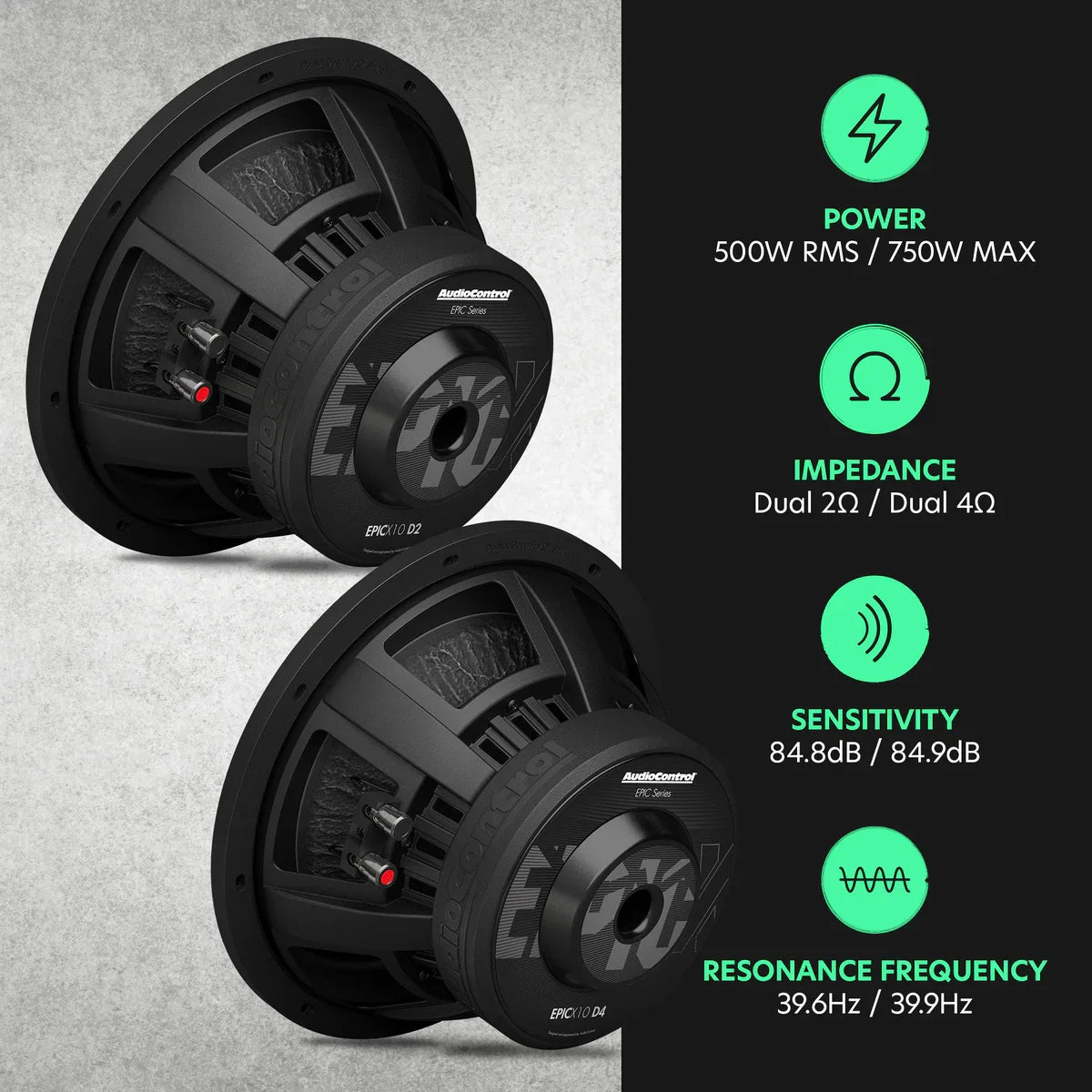 AudioControl EPICX 10 | 10" 500W RMS Subwoofer DVC AudioControl
