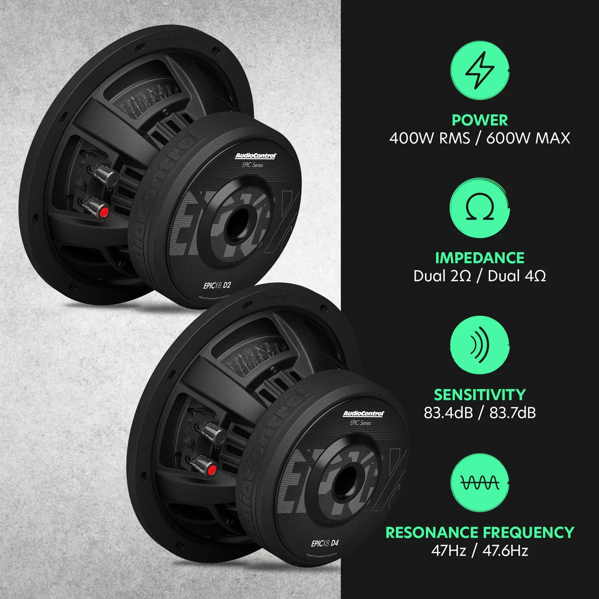 AudioControl EPICX 8 | 8" 400W RMS Subwoofer DVC AudioControl