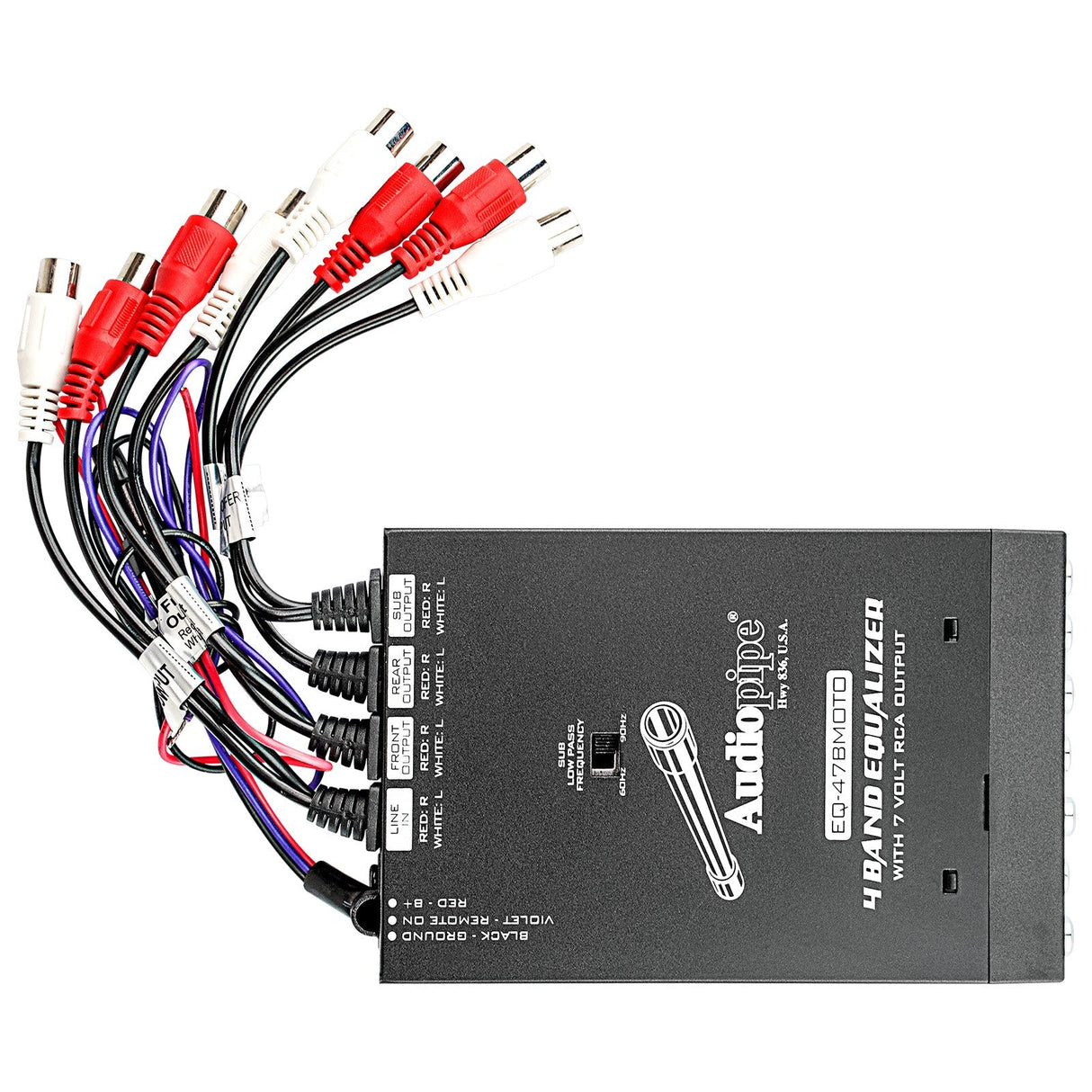 4 Band Graphic Equalizer with 7 V Line Driver (EQ-47BMOTO) Audiopipe