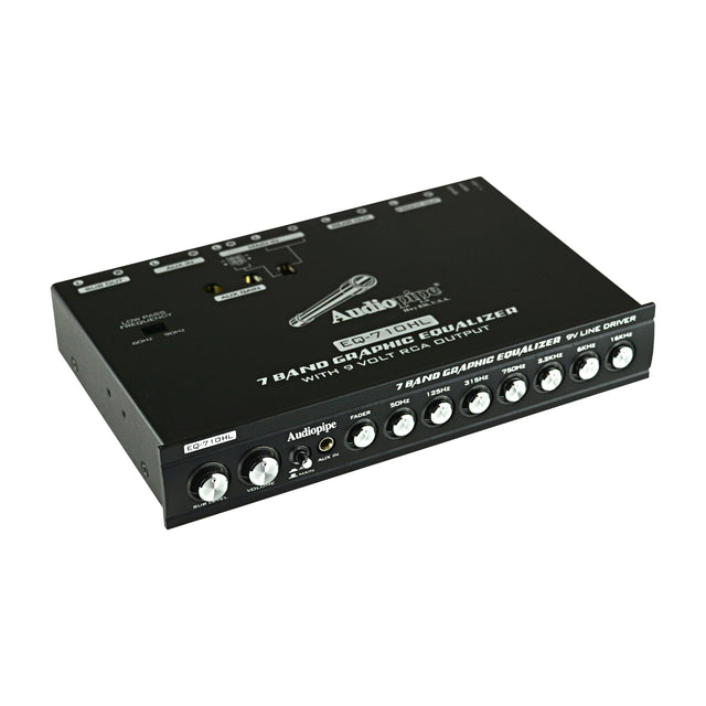 Audiopipe 7 Band Graphic Equalizer with Hi/Lo 9V Line Driver (EQ-710HL) Audiopipe